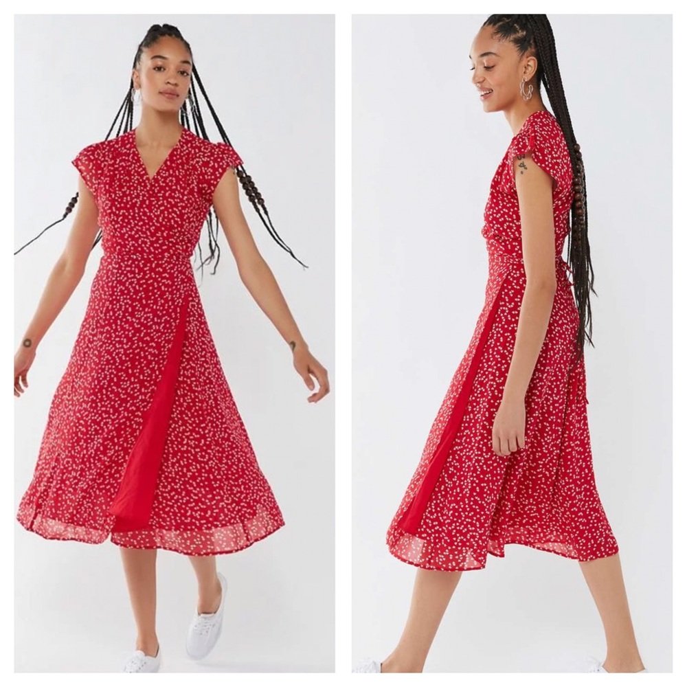 Urban Outfitters Jessica Cap Sleeve Heart Print Dress